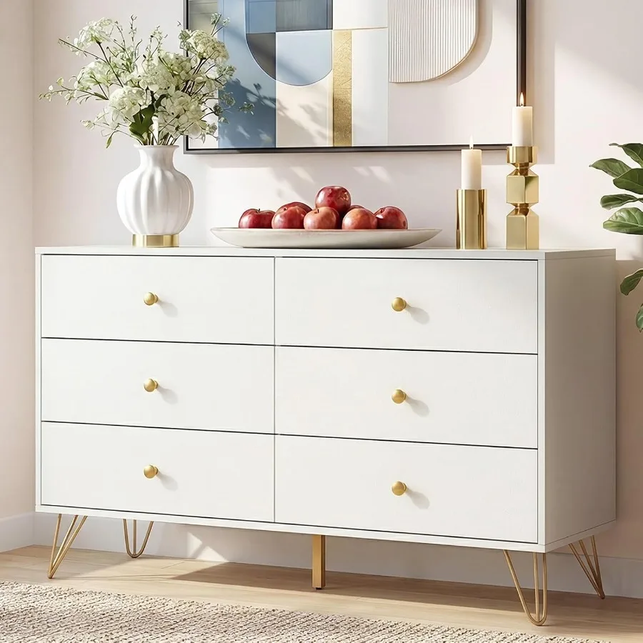 Storage - Schlafzimmer-Kommode mit 6 Schubladen, weiß, mit