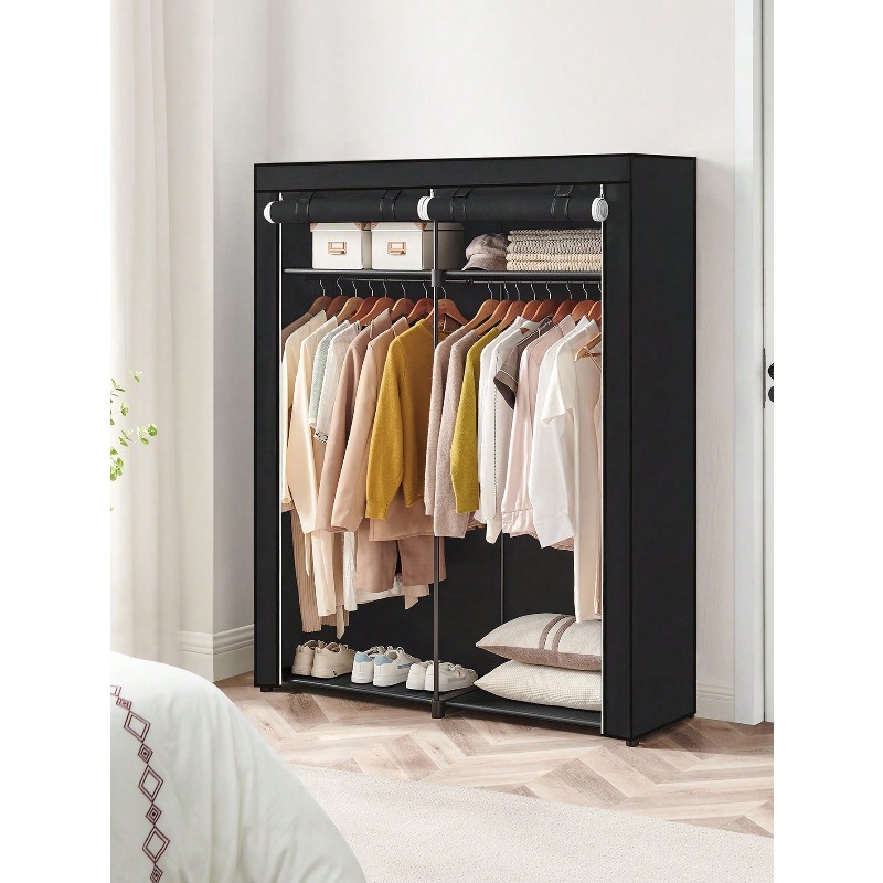 Wardrobe Closet Portable Fabric Cover - Schwarzer Kleiderschrank, tragbarer Kleiderschrank für das