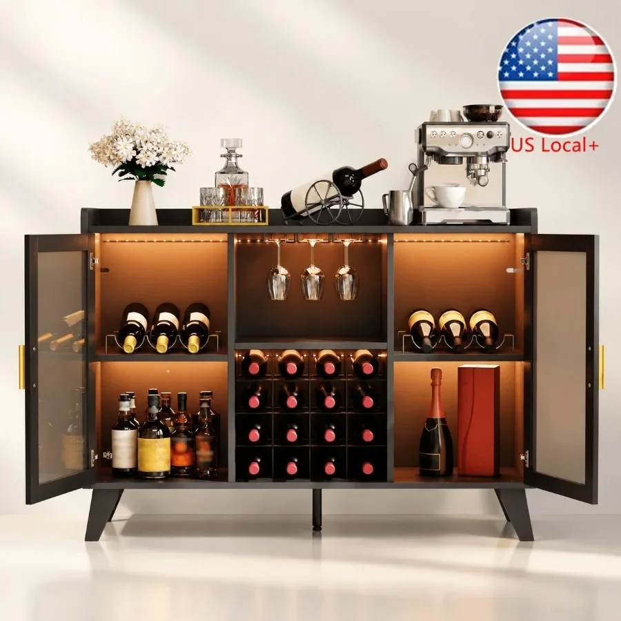 Storage - Bar-Schrank mit LED-Beleuchtung zur Weinaufbewahrung, Schwarze