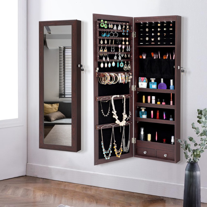Full Length Mirror Jewelry Armoire - Spiegel Ganzkörper-Schminkspiegel Haushalt Make-up-Spiegel Schmuckschrank integrierter