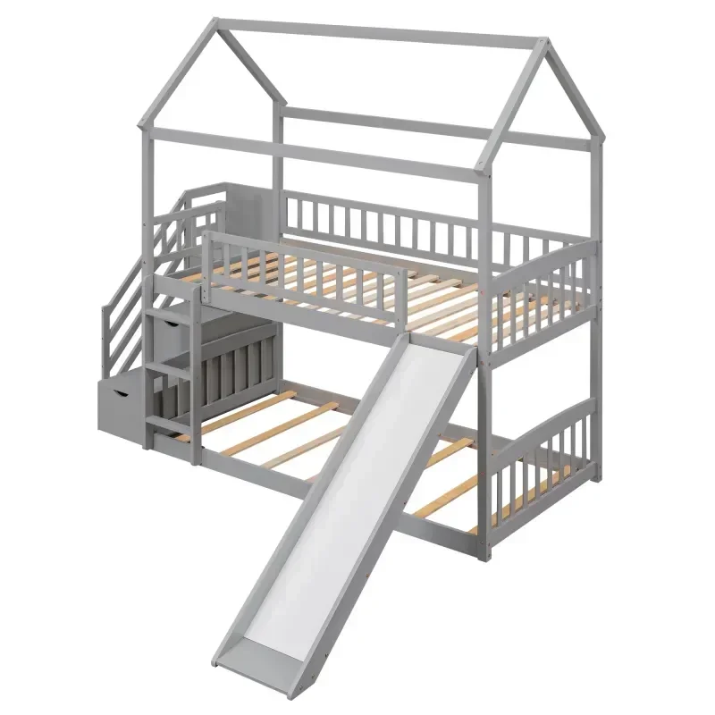Massives Kinder-Doppelbett aus – Bunk Bed With Stairs And Slide Bewertung und Preis