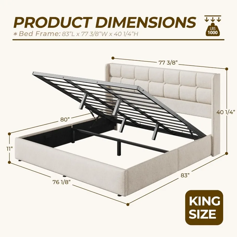 HISOFT Kingsize-Bett mit Staur – Gas Lift Storage Bed Hydraulic Bewertung und Preis