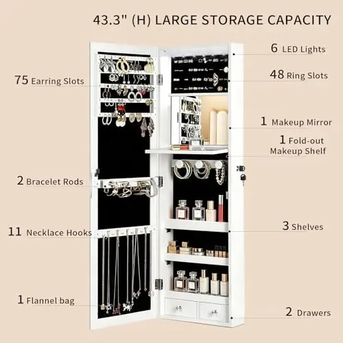 mit Ganzkörperspiegel, 6 autom – Full Length Mirror Jewelry Armoire Bewertung und Preis