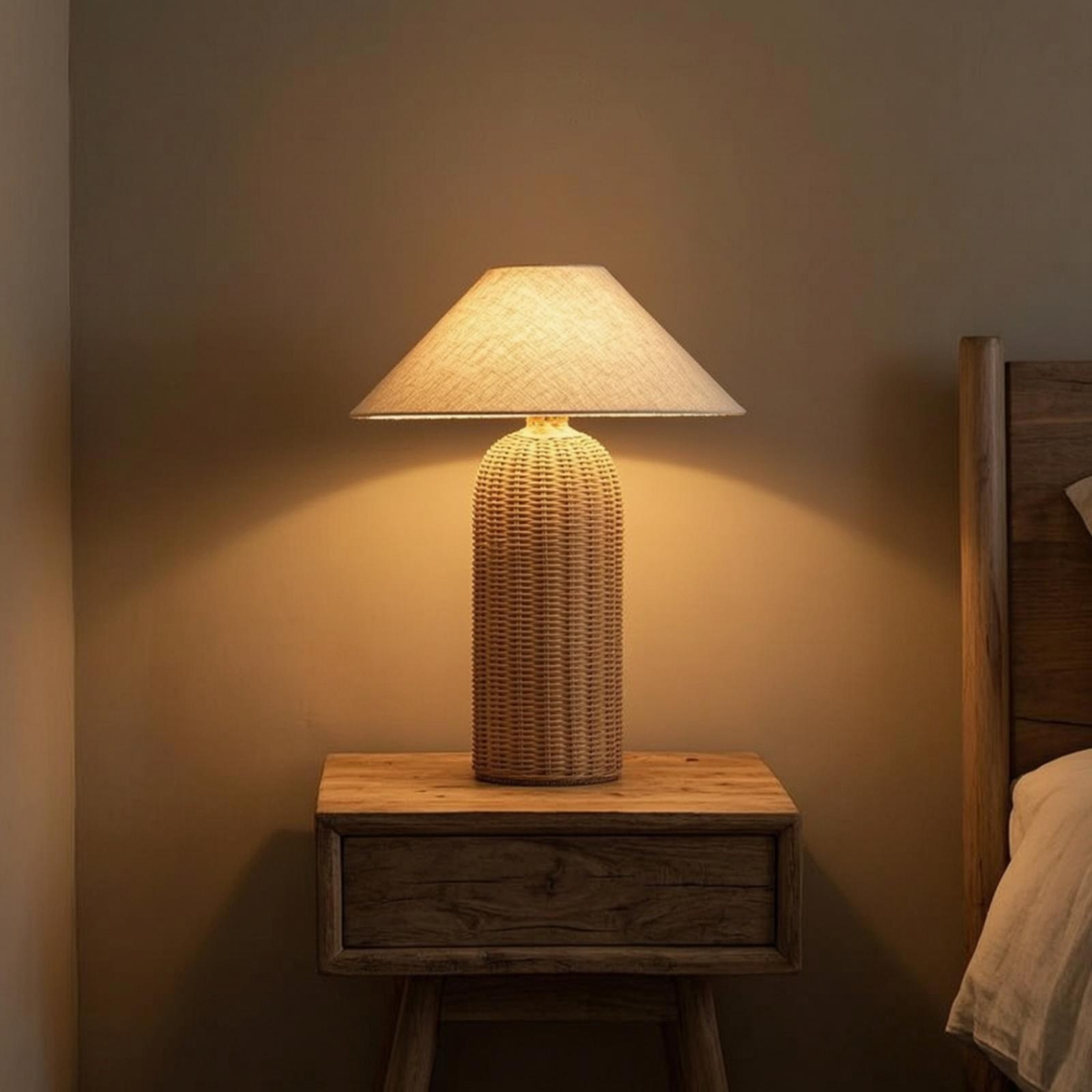 Nachttischlampe mit Rattanfuß  – Bedroom Furniture Bewertung und Preis