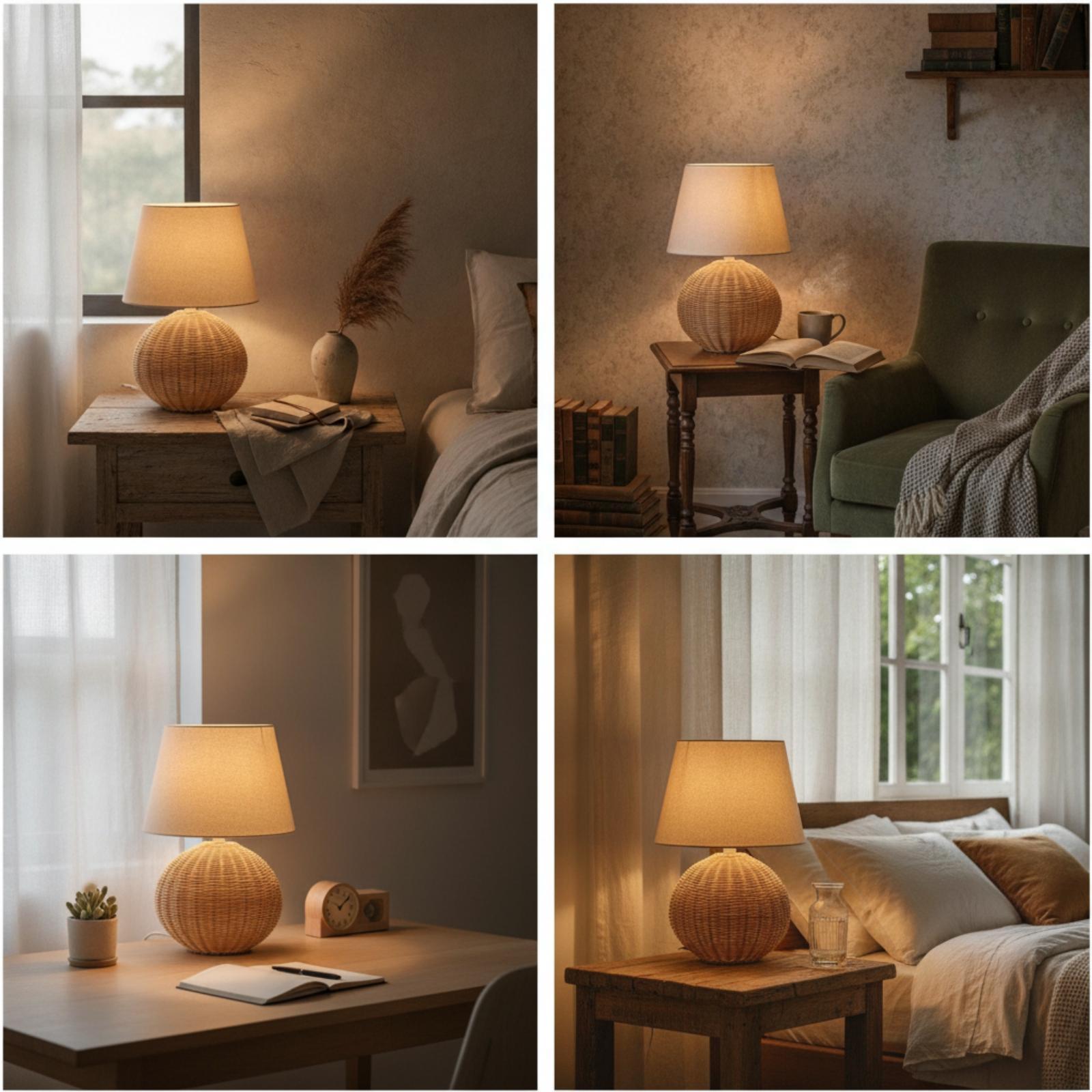 Nachttischlampe mit Rattanfuß  – Bedroom Furniture Bewertung und Preis