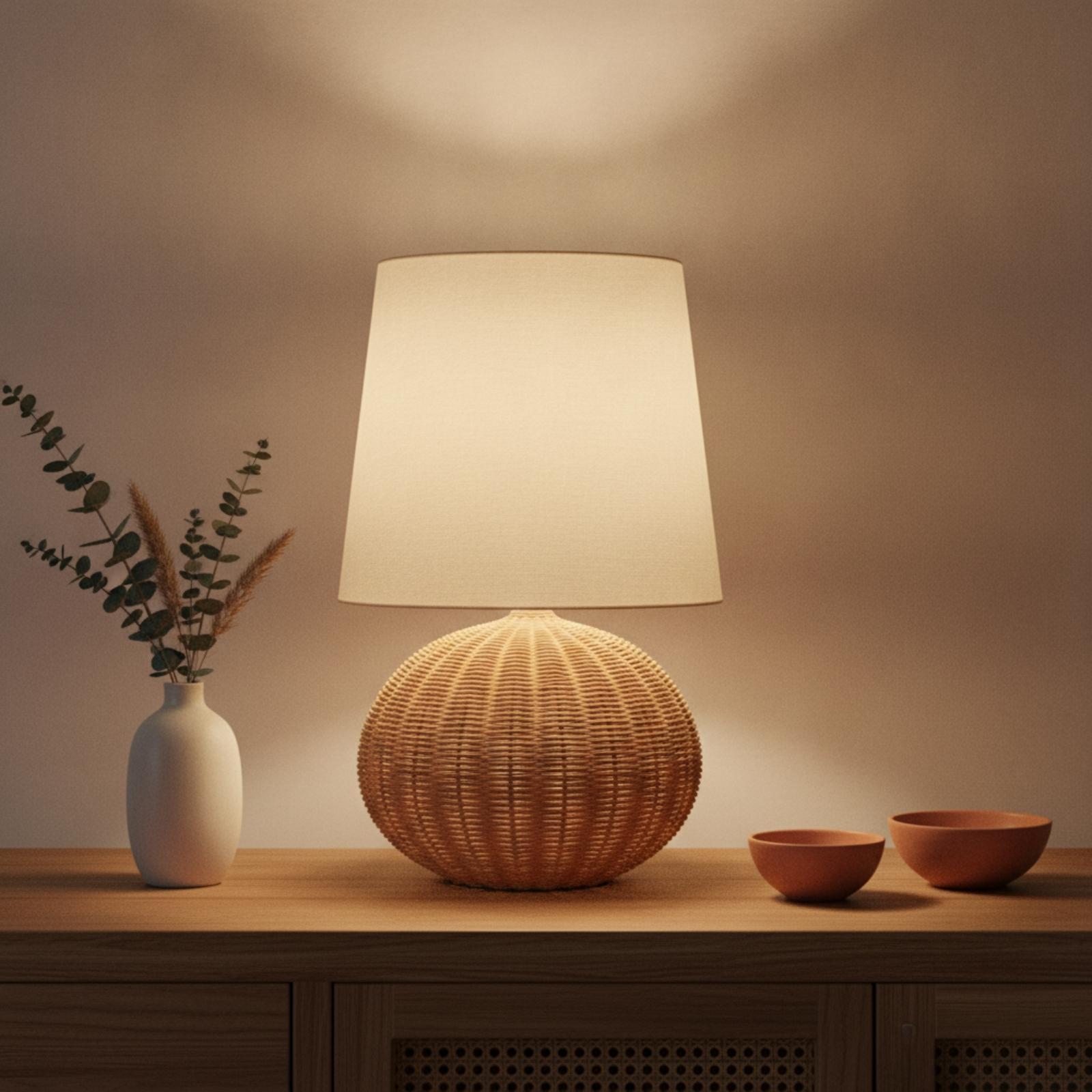 Nachttischlampe mit Rattanfuß  – Bedroom Furniture Bewertung und Preis
