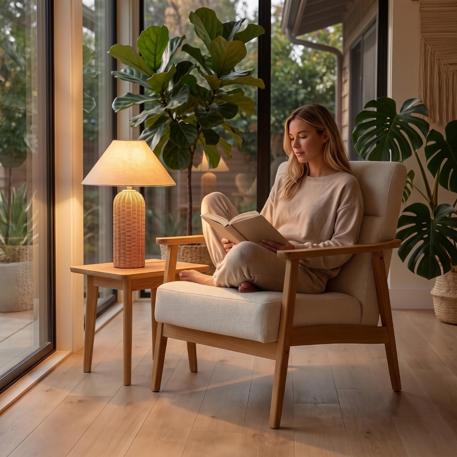 Nachttischlampe mit Rattanfuß  – Bedroom Furniture Bewertung und Preis