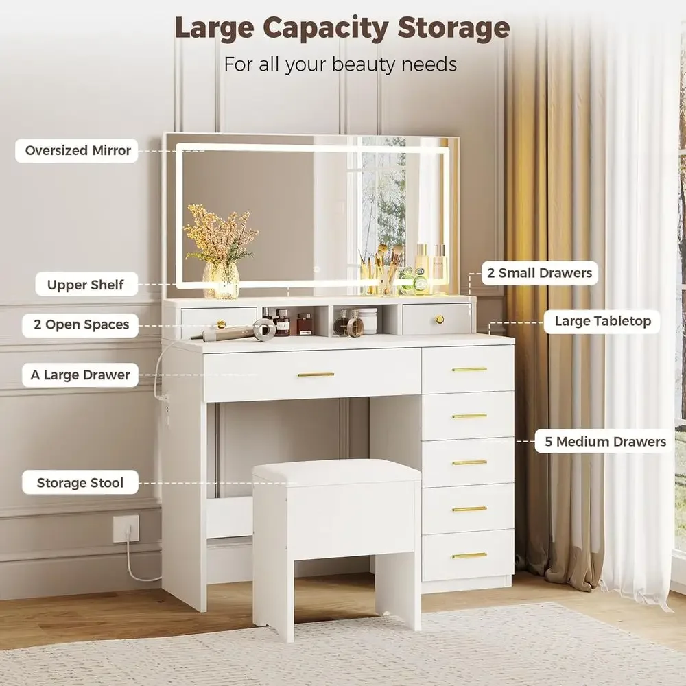 Schminktisch mit 8 Schubladen  – Dressing Table Vanity With Lighted Mirror Bewertung und Preis