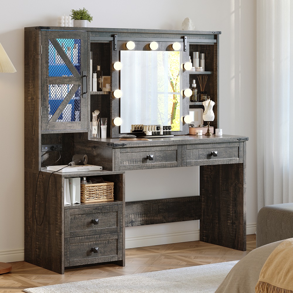 EnHomee Farmhouse Schminktisch – Dressing Table Vanity With Lighted Mirror Bewertung und Preis