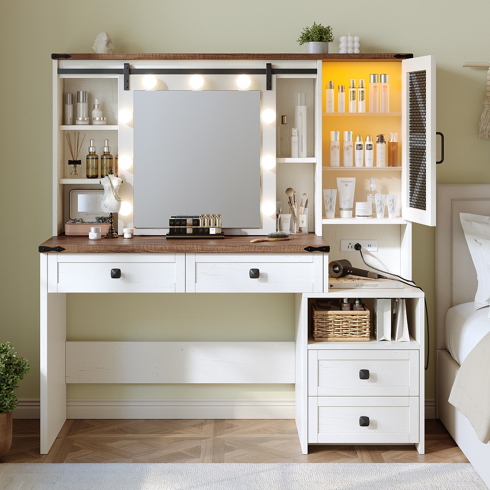 EnHomee Farmhouse Schminktisch – Dressing Table Vanity With Lighted Mirror Bewertung und Preis