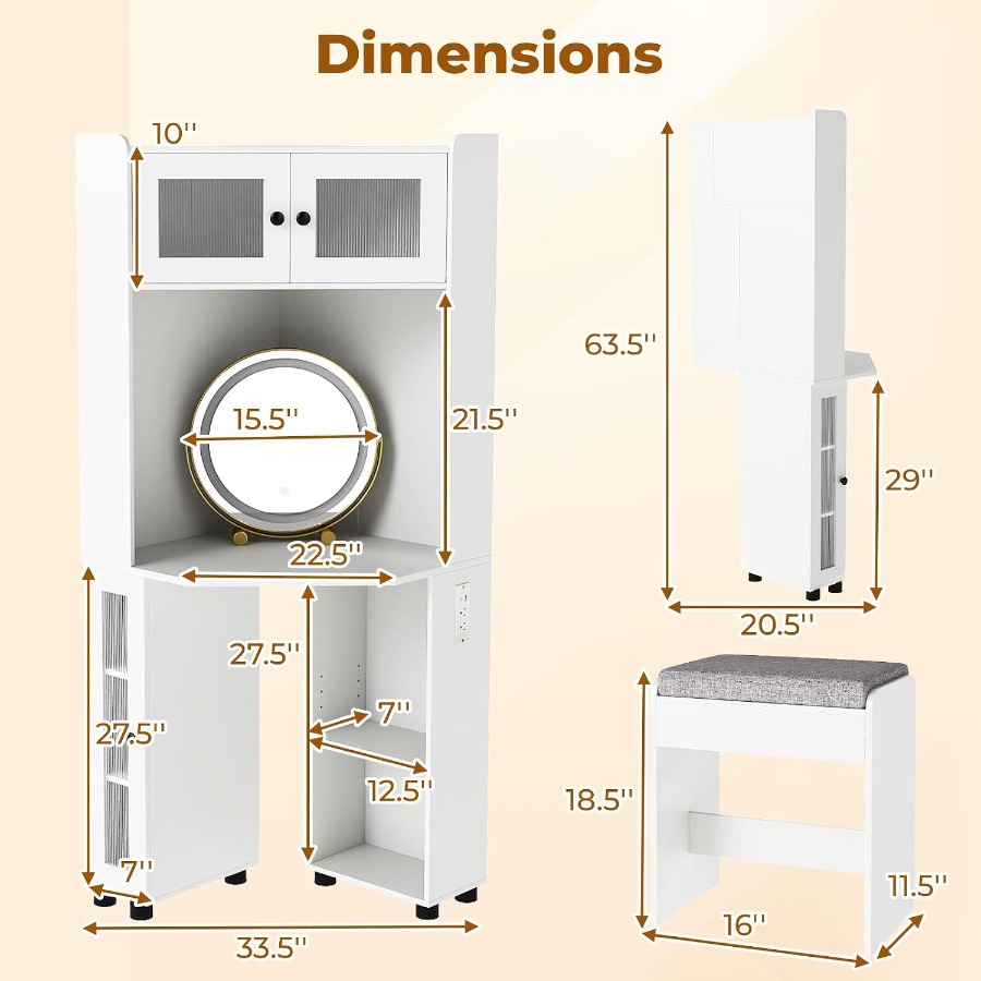 Eck-Schminktisch mit Spiegelbe – Dressing Table Vanity With Lighted Mirror Bewertung und Preis