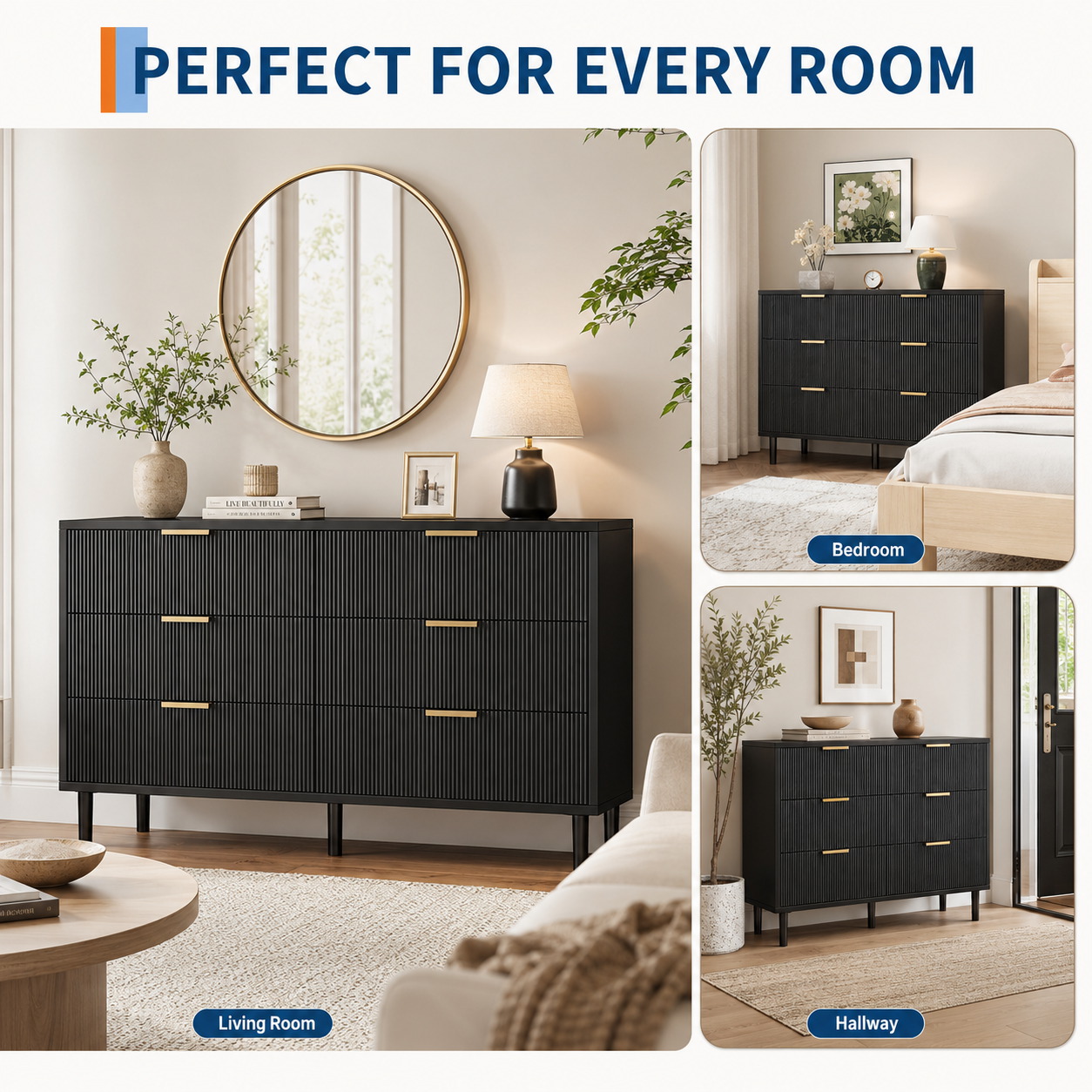 Geriffelte 6-Schubladen-Kommod – Bedroom Furniture Bewertung und Preis