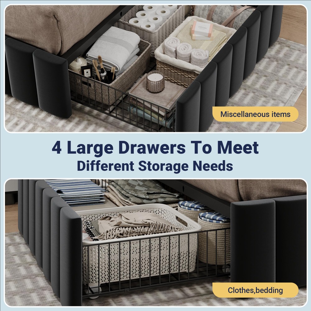 King-Size-Plattformbettgestell – King Size Bed Frame With Storage Drawers Bewertung und Preis