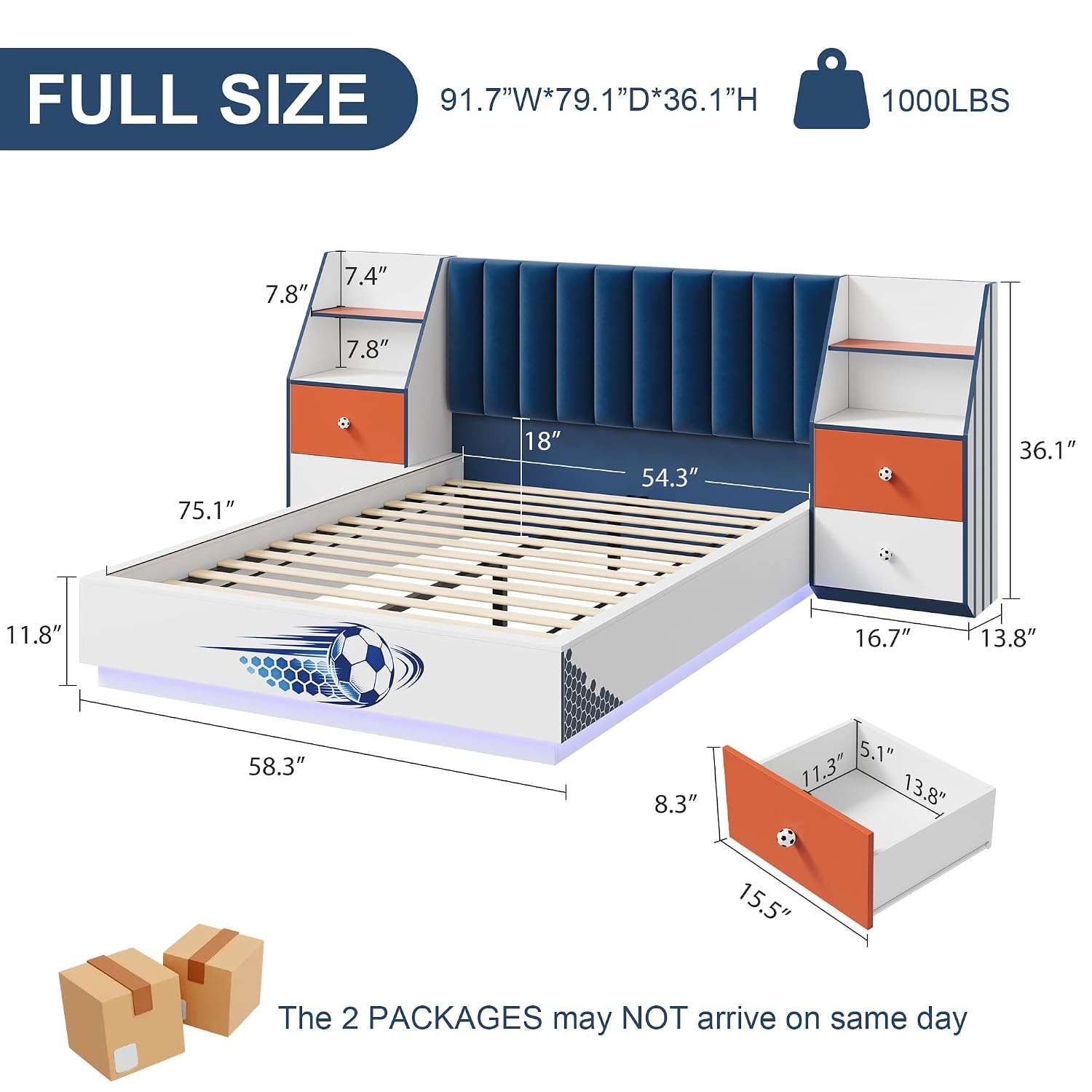 Schwebendes Bett in Vollgröße  – Floating Nightstand With Led Light Bewertung und Preis
