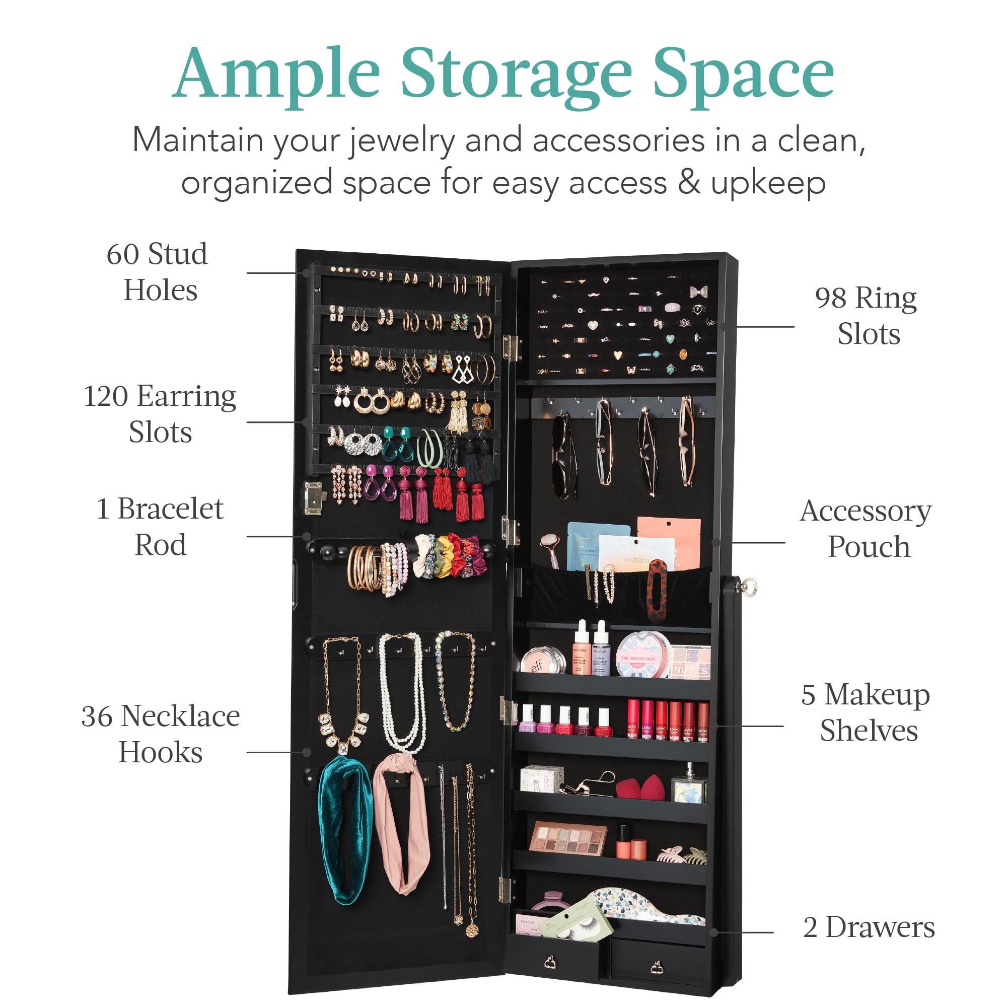Freistehender Schmuckschrank,  – Full Length Mirror Jewelry Armoire Bewertung und Preis