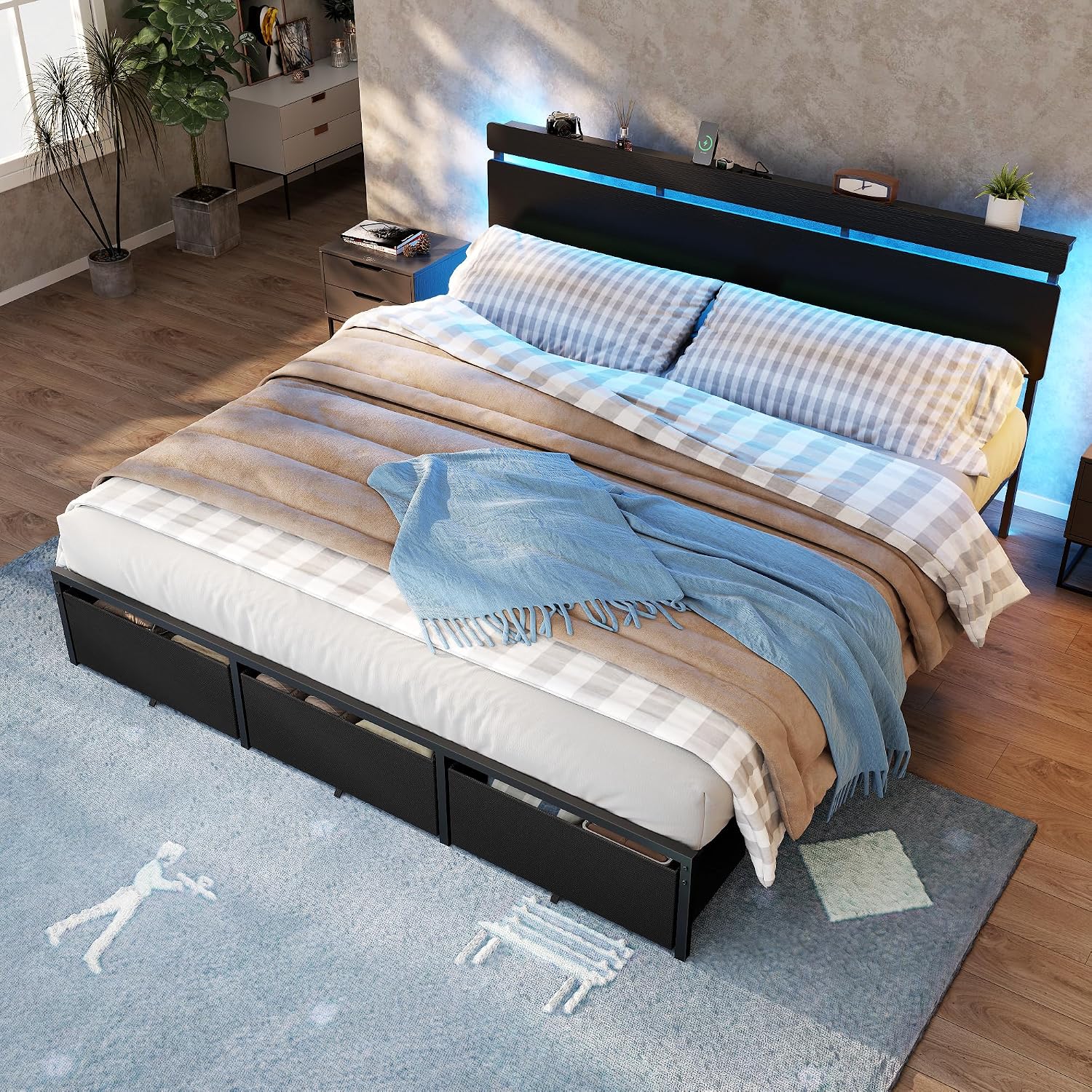 Forestell King-Size-Bettgestel – King Size Bed Frame With Storage Drawers Bewertung und Preis
