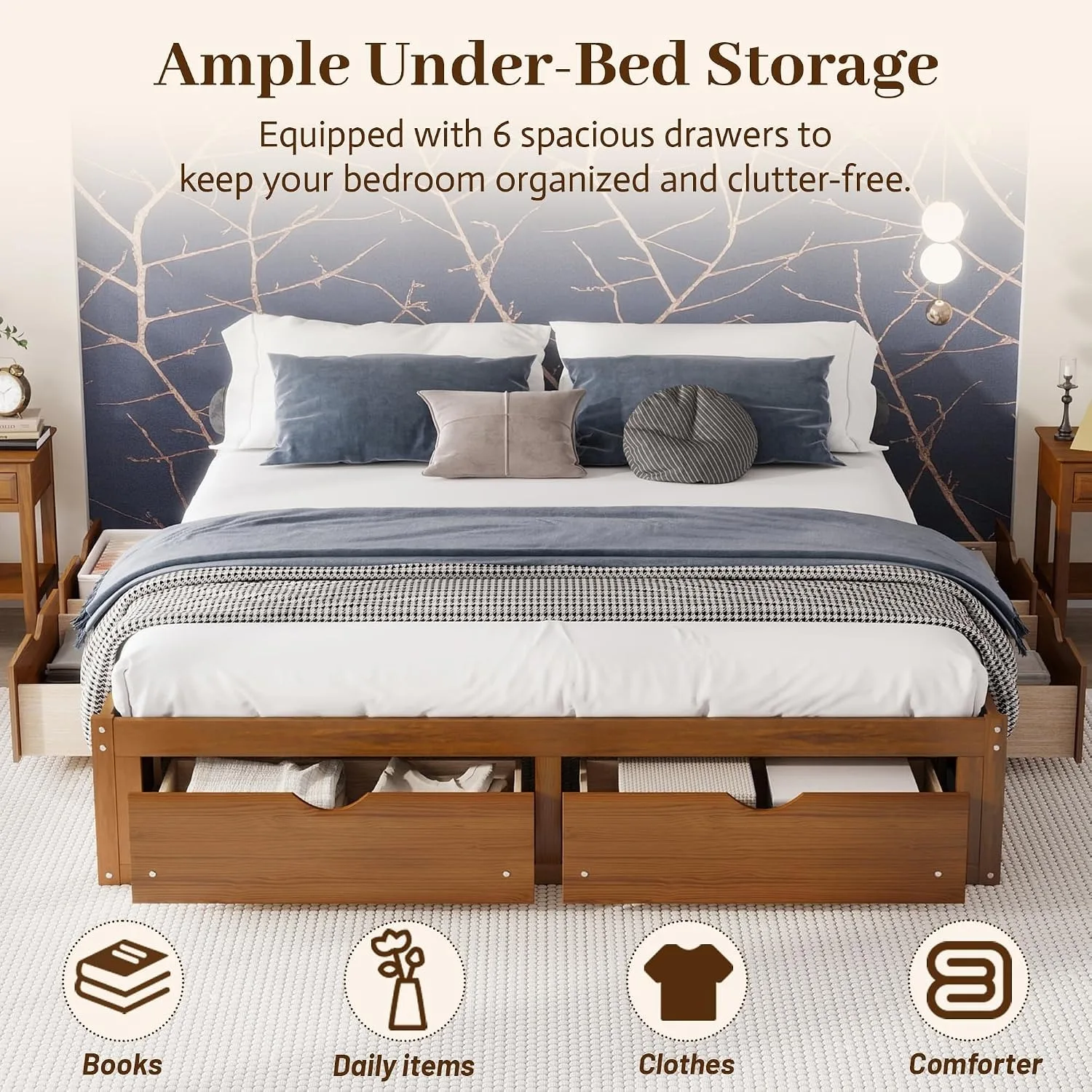 Minimalistisches Bettgestell a – King Size Bed Frame With Storage Drawers Bewertung und Preis
