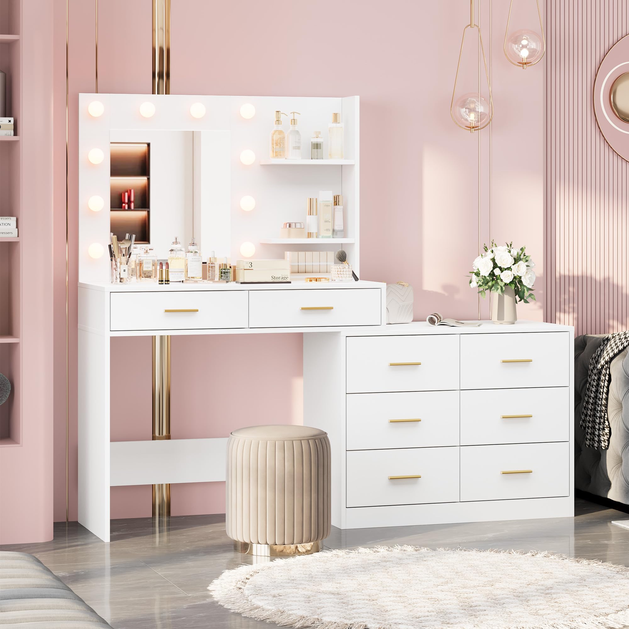 61-Zoll-Schminktisch mit Spieg – Dressing Table Vanity With Lighted Mirror Bewertung und Preis