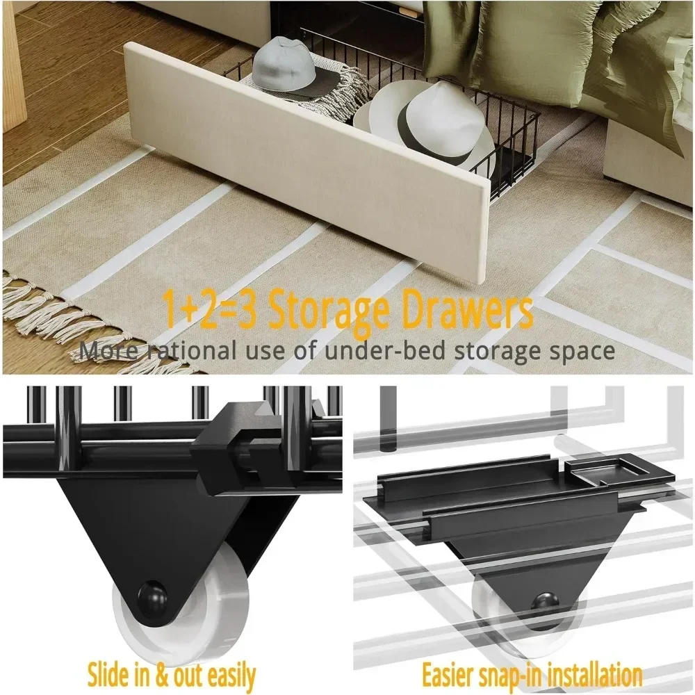 King-Size-Bettgestell mit Stau – King Size Bed Frame With Storage Drawers Bewertung und Preis