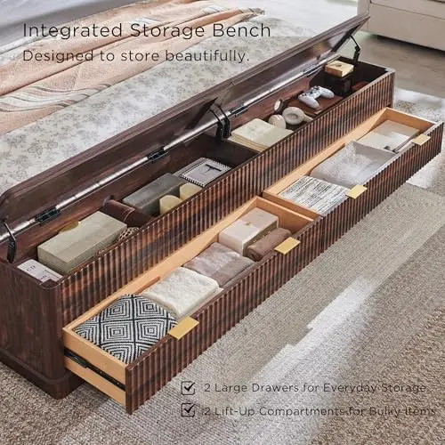 Gerilltes Kingsize-Bettgestell – King Size Bed Frame With Storage Drawers Bewertung und Preis
